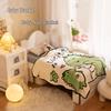 Cartoon Style Flannel Fleece Children's Blanket - Single Layer, All-Season, Small Nap Blanket with Edging