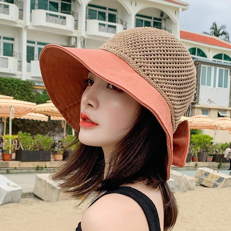 Hat, women's summer sunscreen, sunshade, straw hat, hollow fashion, cool Korean version trend, versatile sun hat, travel bucket hat