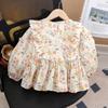 Girls Floral Shirt Two Piece Set Spring Autumn Baby Fashionable Long Sleeve Blouse Outfit Stylish Kids Clothes