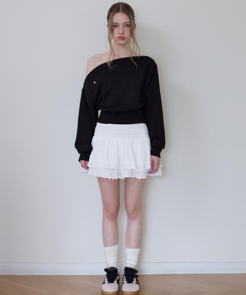 Rosefranz Crop Off Shoulder Sweatshirt [Black]