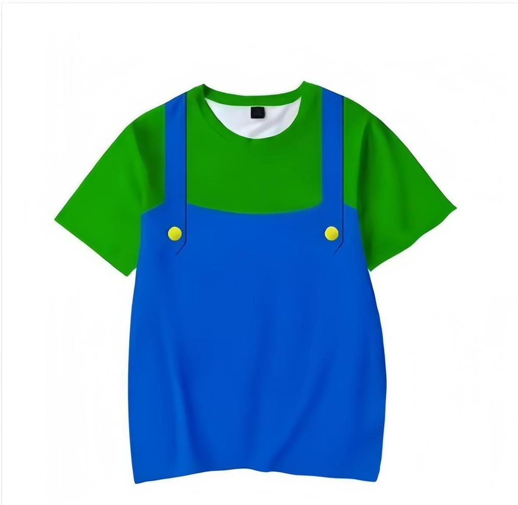 [COSYAMA] Mario T-Shirt, kurzärmelig, Milchproteinfaser, Unisex, rot und blau, für Cosplay und Events (JP, Alphabet, L, Mario-Rot)