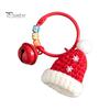 Santa Claus Key Ring Yarn Crochet Christmas Keychain with Bell, Handmade Tree Hat Glove Wreath Small Holiday Keepsake Pendant, Bag Charm Accessory for