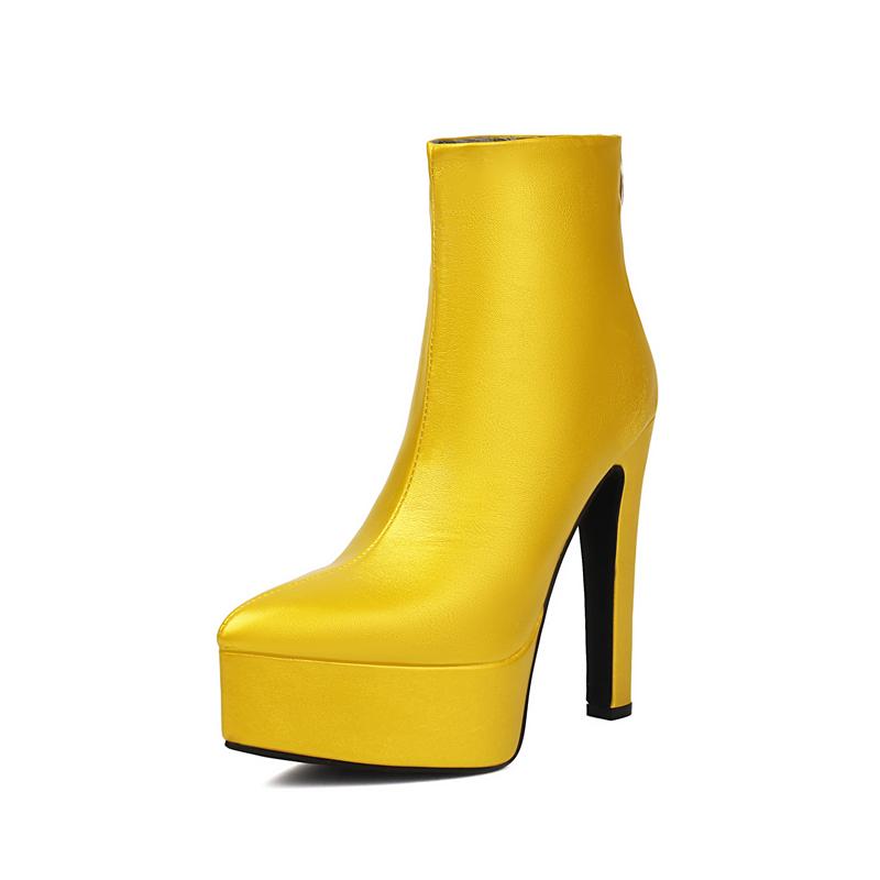 

Сексуальные женские туфли на очень высоком каблуке для ночного клуба, для танцев на стальной трубе, на толстой платформе, с острым носком, ботильоны до щиколотки на молнии, женские короткие ботильоны 39 жёлтый