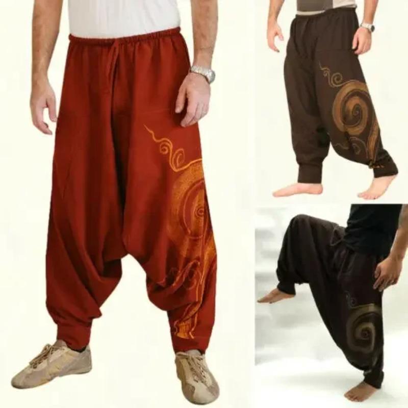 Men's Hippie Yoga Harem Pants Casual Elastic Waist Baggy Men Baggy Hippie Boho Gypsy Aladdin Hippie Boho Harem