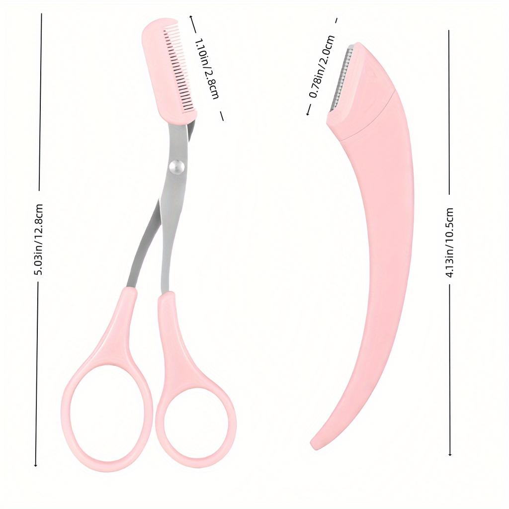 2Pcs/set Eyebrow Clipper/Crescent Eyebrow Trimmer, Safety Blade, Novice Eyebrow Scraper, Men's And Women's Specific Set
