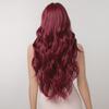 Lang Golvend Bordeaux Donkerrood Synthetisch Haar Pruiken met Pluizige Pony voor Vrouwen Wijnrood Body Wave Halloween Cosplay Natuurlijke pruik