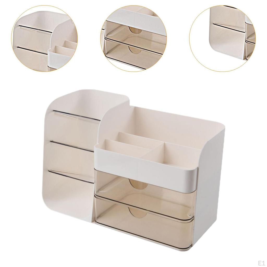 Makeup Organizer, Skincare Organizer Large Capacity with Brush Holder Drawers, Cosmetic Display