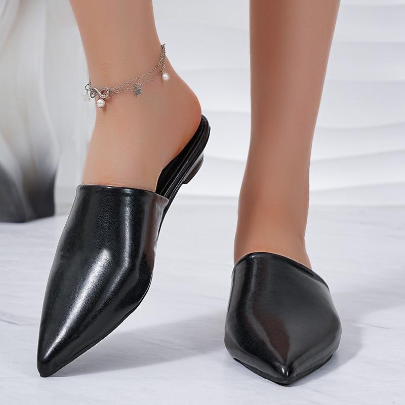 

Модные шлепанцы баотоу осень новые с острым носком средней глубины с мягкой подошвой нескользящие износостойкие туфли на каблуке-рюмочке 42 чёрный