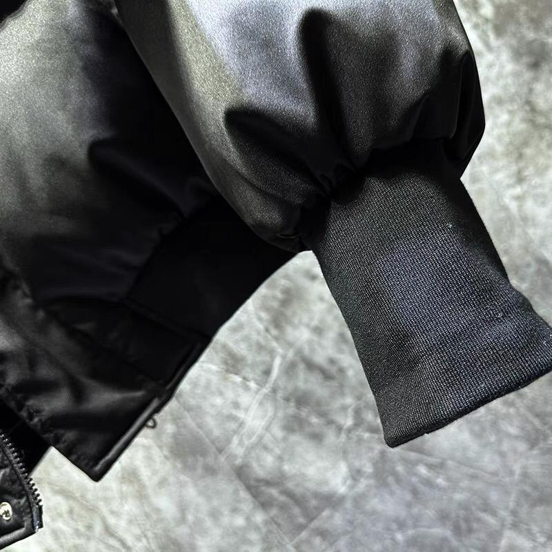 Warm Winter Cotton Puffer Jacket Men Women Thickened Stand Collar Casual Oversized Coat Black