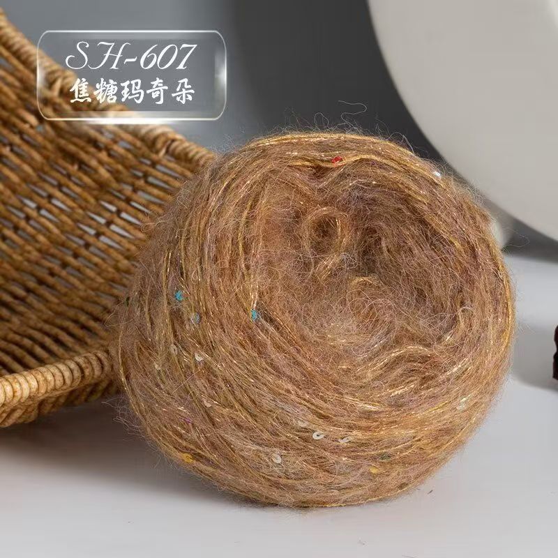 50g Big Sequins, Mohair Wool, Super Soft Yarn, Hat, Sweater, Scarf, Hand Woven DIY Shawl, Wand, Needle DIY Knitting&Crocheting