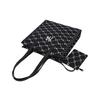 MLB Monogram Series Vintage Floral Print NY Yankees Detachable Large Capacity Polyester Tote Bag Women tote bags Black 3AORM012N-50BKS
