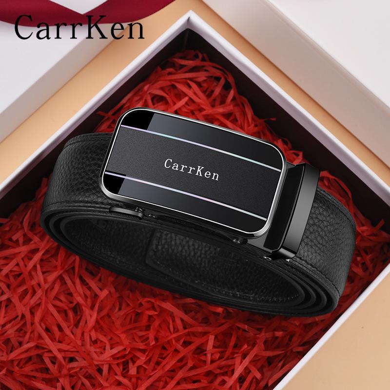 CarrKen Men s Genuine Leather Cowhide Belt with Automatic Buckle 115 cm