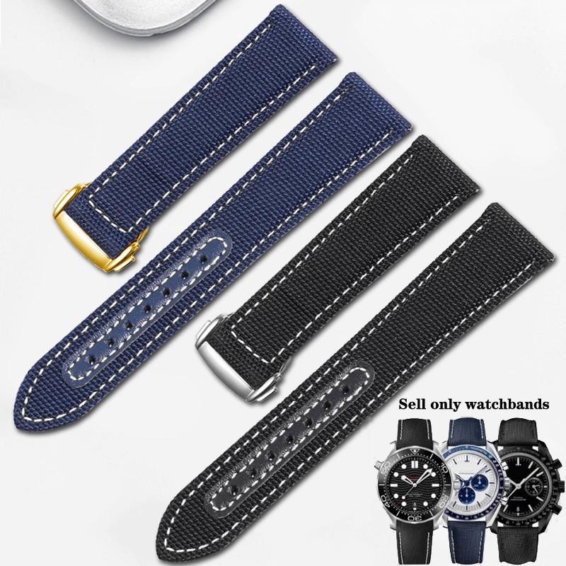 19mm 20mm Watch Band For Omega Speedmaster Snoopy 310 Canvas Cowhide Bottom Watch Strap New Seahorse AT150 Nylon Watch Straps