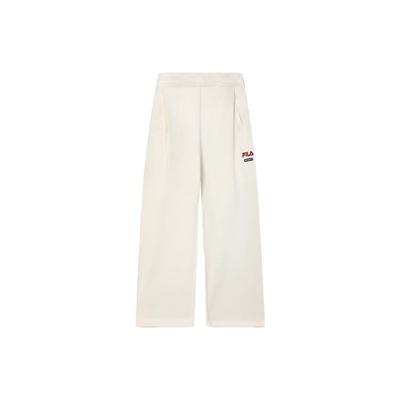 Solid Logo Mid-Rise Straight Leg Casual Pants Women Bottoms Mist-Lotus-White F51W349605A-IV