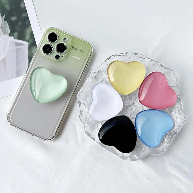 Cute 1D Glossy Love Heart Phone Holder Finger Grip Tok Bracket For iPhone 11Pro Samsung Universal Folding Stand Griptok posocket
