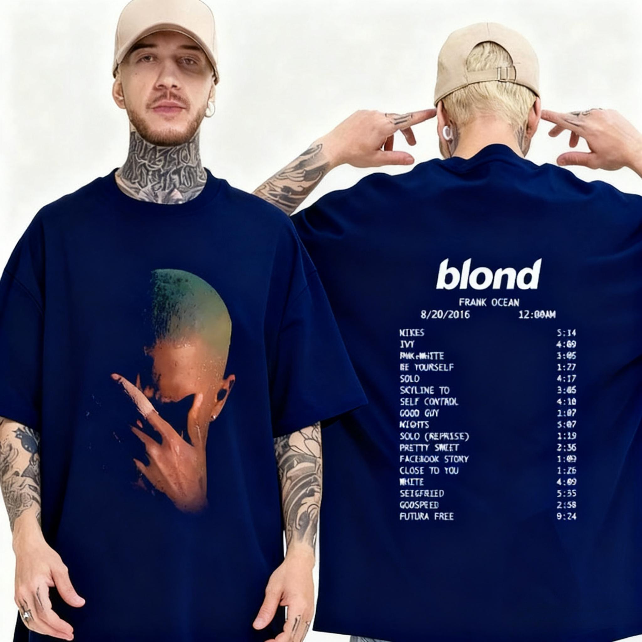

2025 Rapper Frank Fashion Summer Mens Retro Graphic Cotton Tshirt Ocean Hiphop Trend Tshirt Blonde Graphic Tshirt 4XL
