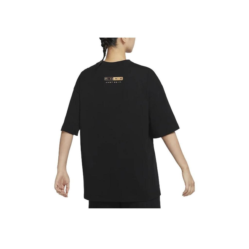 Nike Spor Giyim Bol Günlük Düşük Omuzlu Düz Kollu Tişört Kadın Üst Siyah DX6291-010