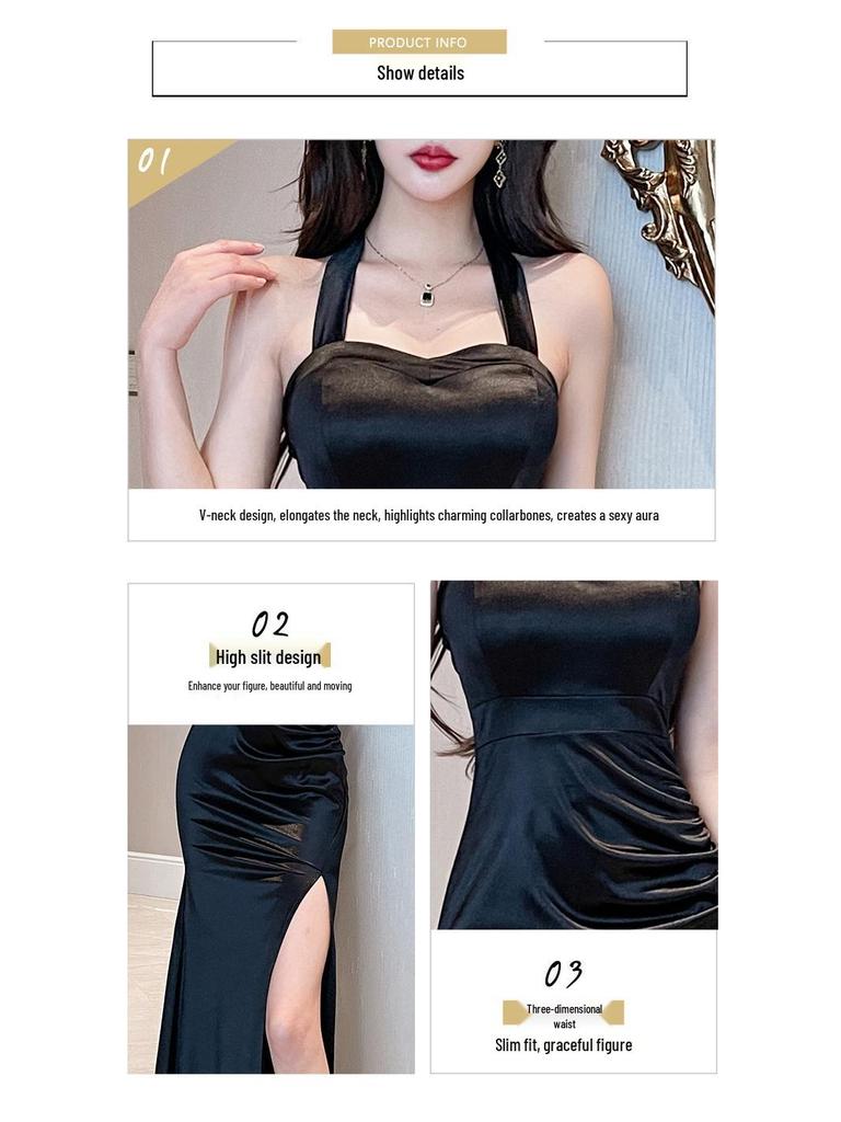 Elegant Spaghetti Strap Evening Gown - Soft Nightclub/Work Attire