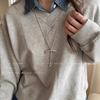 Silver Bow Pull-Out Necklace Women'S Simple Cold Style Long Accessories Sweater Chain Collarbone Chain