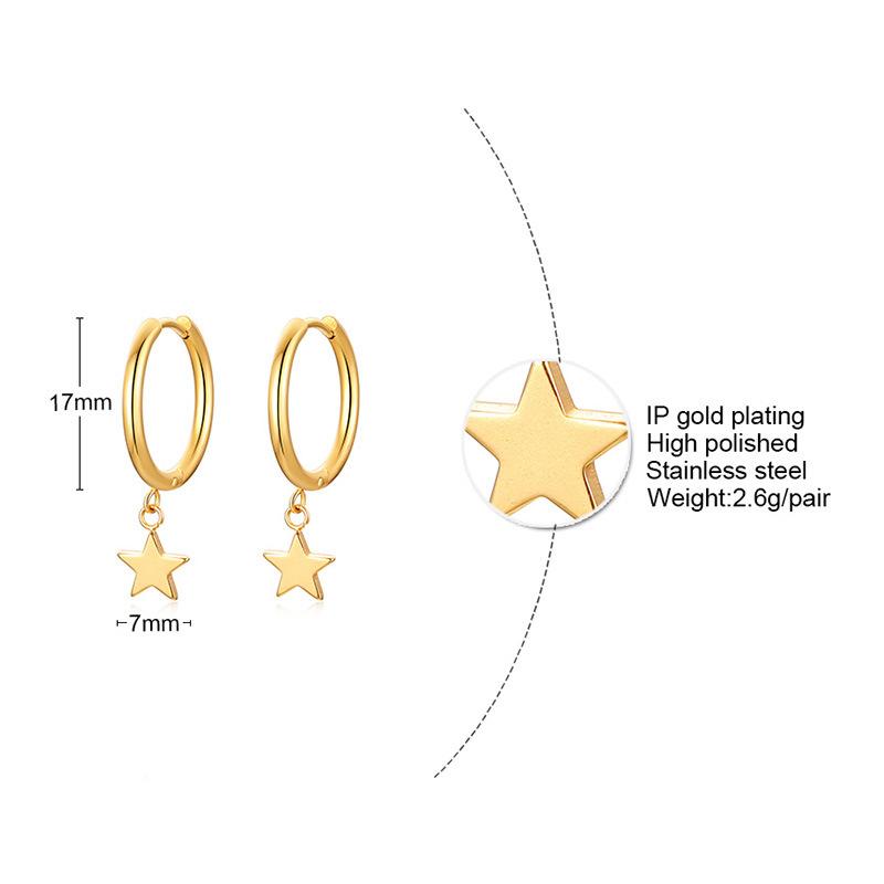 Stainless Steel Earrings Star Heart Flower Twist Pentagram Hollow Earrings Gold Earrings Ladies Jewelry