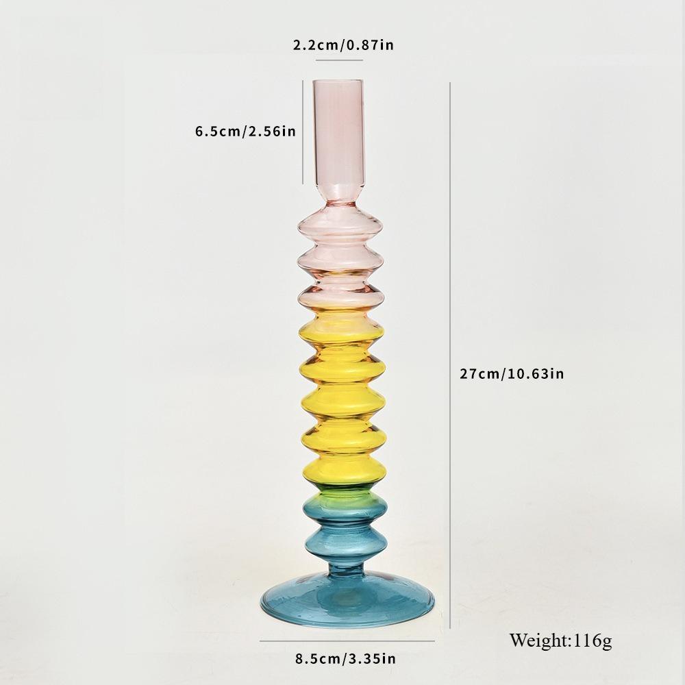 Creative European Style Colored Glass Candle Holder Taper Candlesticks Home Decoration Modern Nordic Living Room Decor