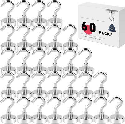 Lot de 60 crochets magnétiques robustes de 11,3 kg pour suspendre des cabines, des barbecues, des cuisines, des garages, des lieux de travail et