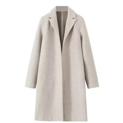 Women Fashion Solid Open Stitch Long Trench Coats Vintage V-Neck Full Sleeves Female Chic Lady Outfits