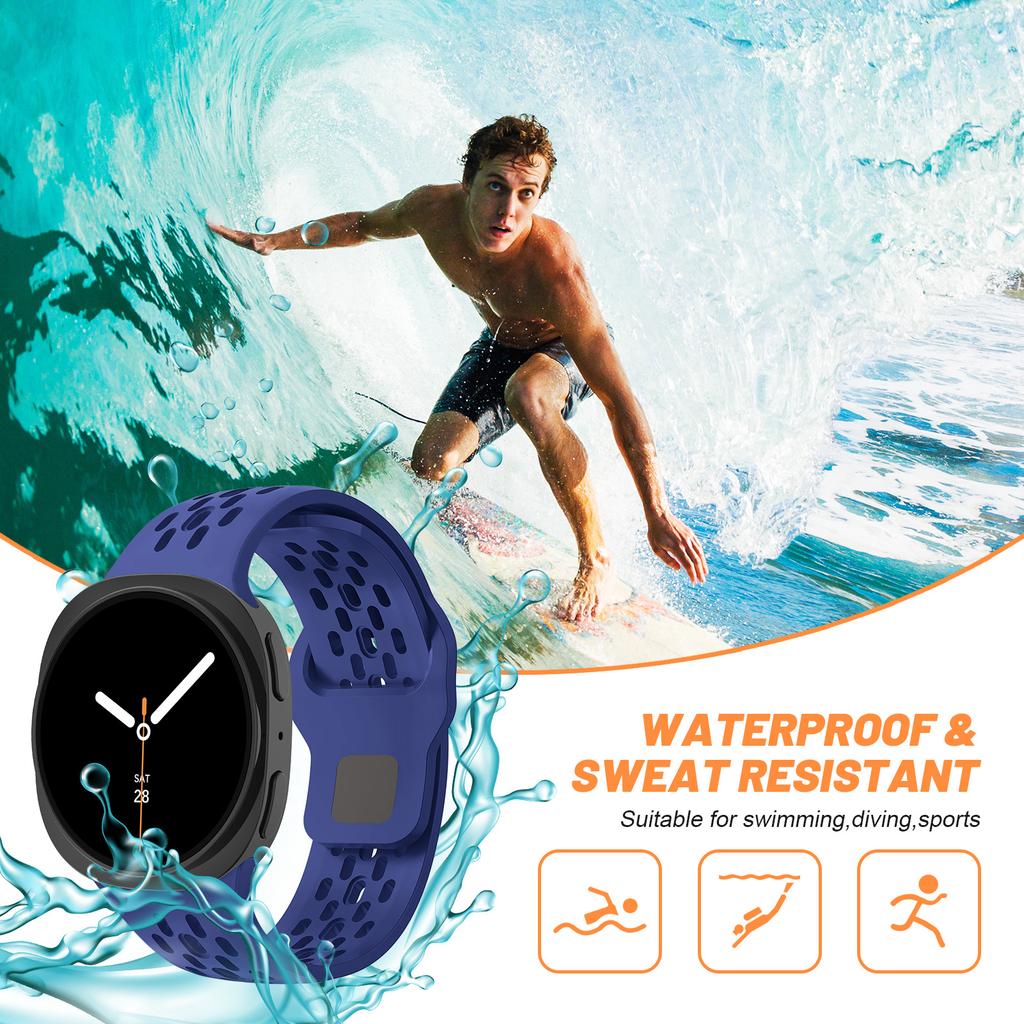 Rubber Strap for Samsung Galaxy Watch 8/8 Classic 46mm/44mm/40mm Breathable Sport Wrist Belt Bracelet Correa Galaxy Watch8 Band