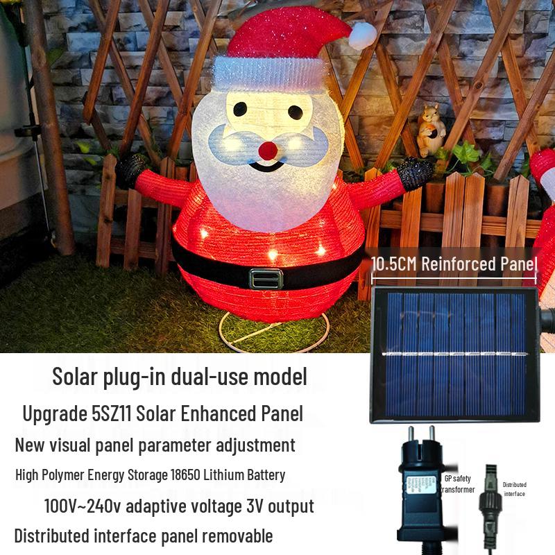 Solar Christmas Snowman and Santa String Lights for Courtyard, Villa, Garden, and Mall Holiday Decor.