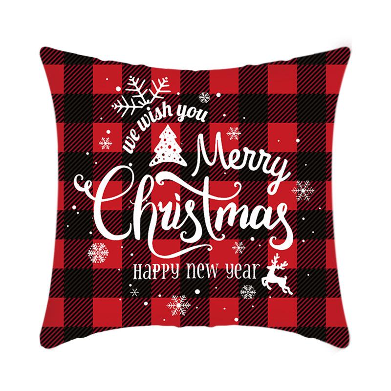 Christmas Bedside Cushion Cover Office Nap Pillow Cover Short Plush Printed Cushion Cover