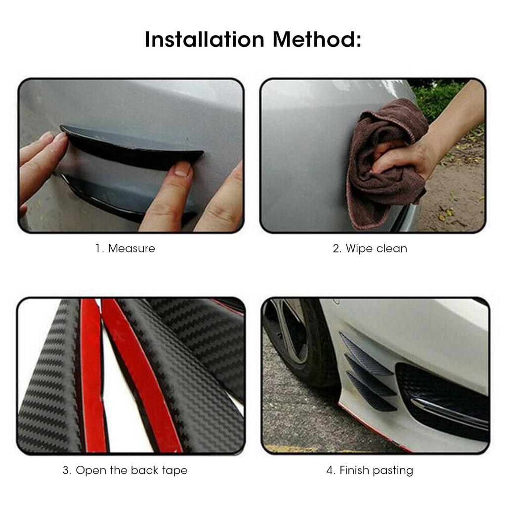 4pcs Front Bumper   Knife Spoiler Modification   Diffuser PVC Paste Type