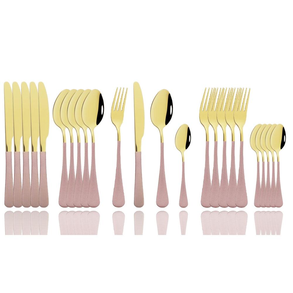 24Pcs Mirror Polished Blue Cutlery Set Stainless Steel Dinnerware Set Knife Fork Coffee Spoon Tableware Set Kitchen Dinner Silverware Set