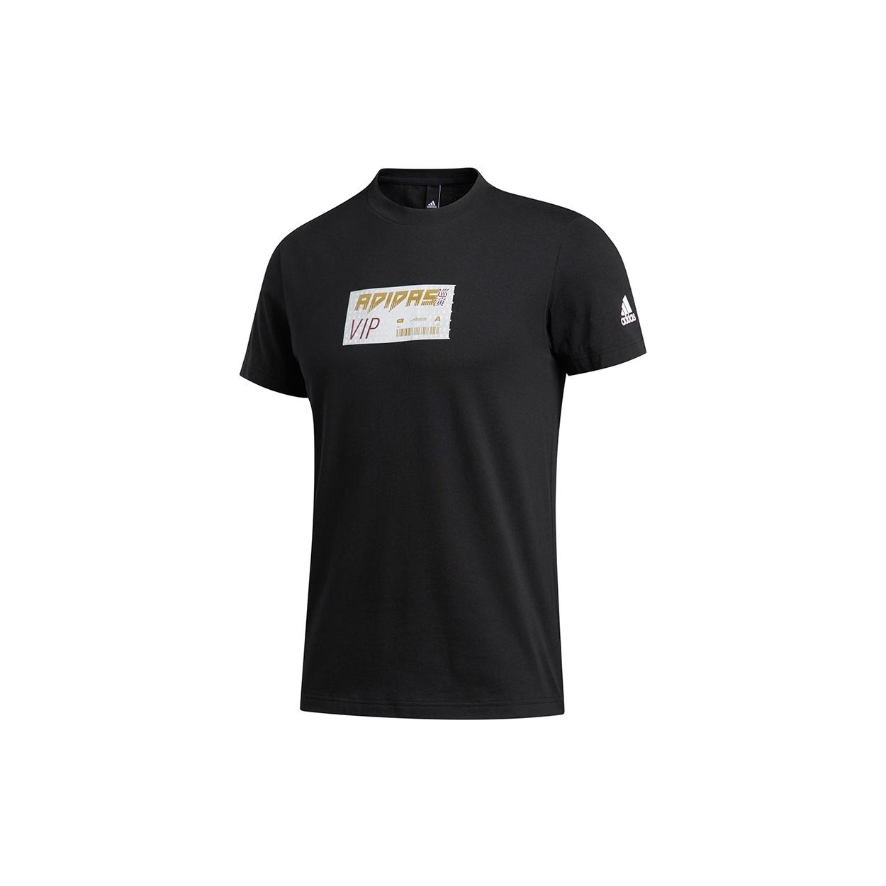 adidas M Gfx T Lng Logo Printing Sports Round Neck Short Sleeve Black Men s FT2798 M
