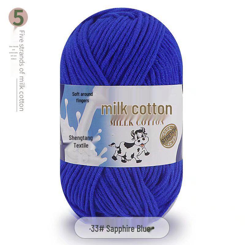 Five-Strand Milk Cotton Yarn for Crochet: Medium-Thick, Hand-Knitted DIY Kit for Dolls, Shoes, Scarves.