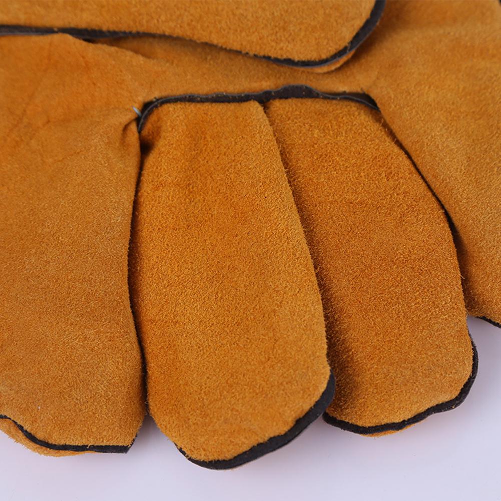 Full Leather Heat Insulation Gloves for Electric Welding Thorn Proof Gardening Mittens