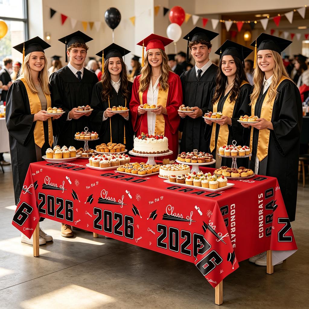 1 Graduation Theme Tablecloth For Graduation Party Decoration, 100*140cm