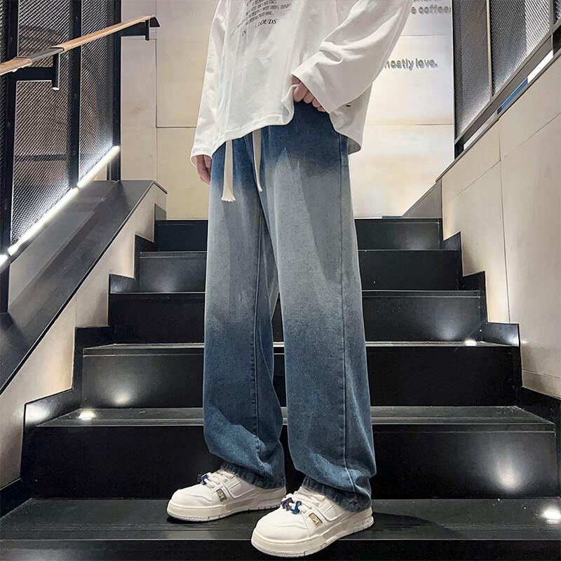 

Мужские джинсы VUUG прямого кроя с широкими штанинами, градиентной варкой в американском стиле XL