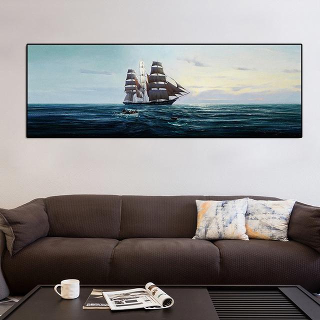 Sailboat Canvas Painting Landscape Posters and Prints Sea Boat Wall Art Pictures for Living Room Home Decoration Cuadros No Frame