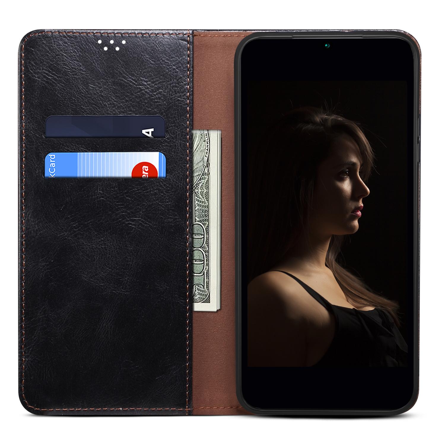 

For Xiaomi 14 Case Anti-Scratch Phone Cover Stand Wallet PU Leather Phone Shell Black