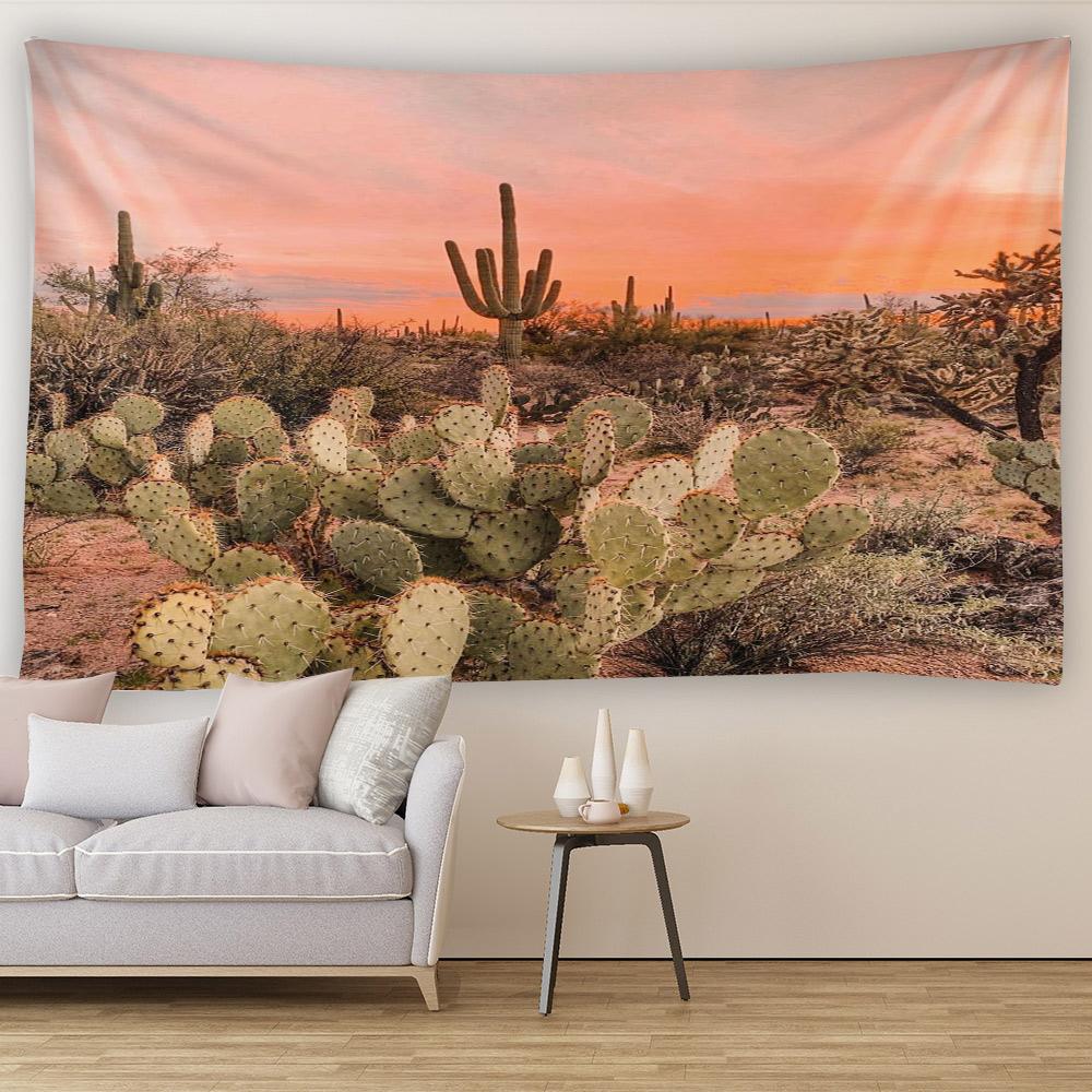 Botancial Cactus Tapestry, Tropical Desert Forest Plant Wall Tapestry For Kids Teens Bedroom Living Room Rustic Fashion Artwork