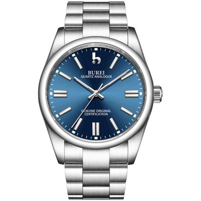 Armbanduhr Analog Wasserdicht Quarz Paaruhr Beliebte Einfache Silber Blau Leuchtende Uhr [BUREI] Herren