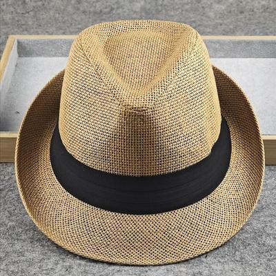 Stiff and Stylish Straw Top Hat British Fan Jazz Hat Big Head Circumference Men's Hat Summer Sun Protection Shade Couple Hat