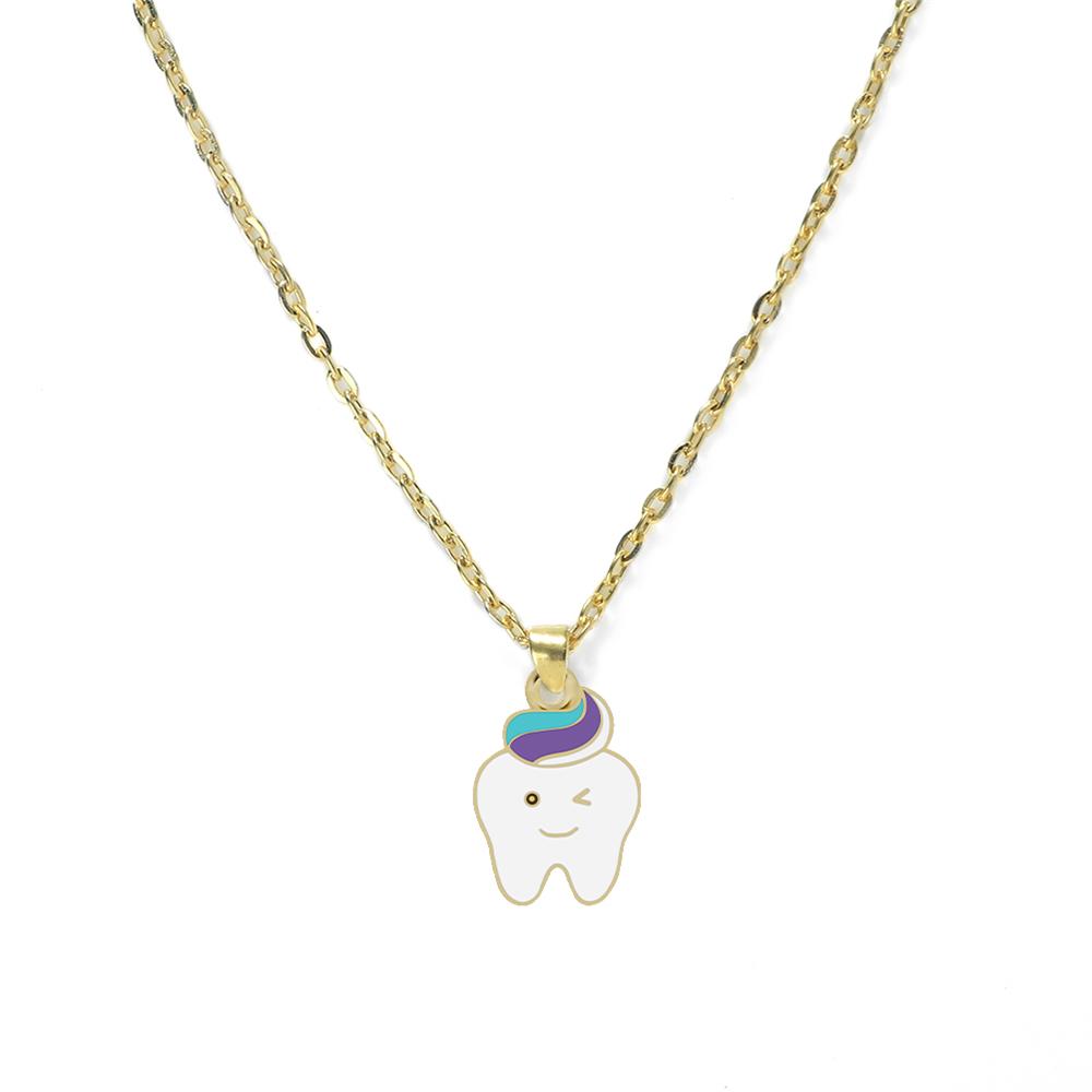 

Cartoon Teeth Toothpaste Pendant Necklace for Girls Women Protect Tooth Adjustable Golden Alloy Chain Lobster Clasp Jewelry Gift