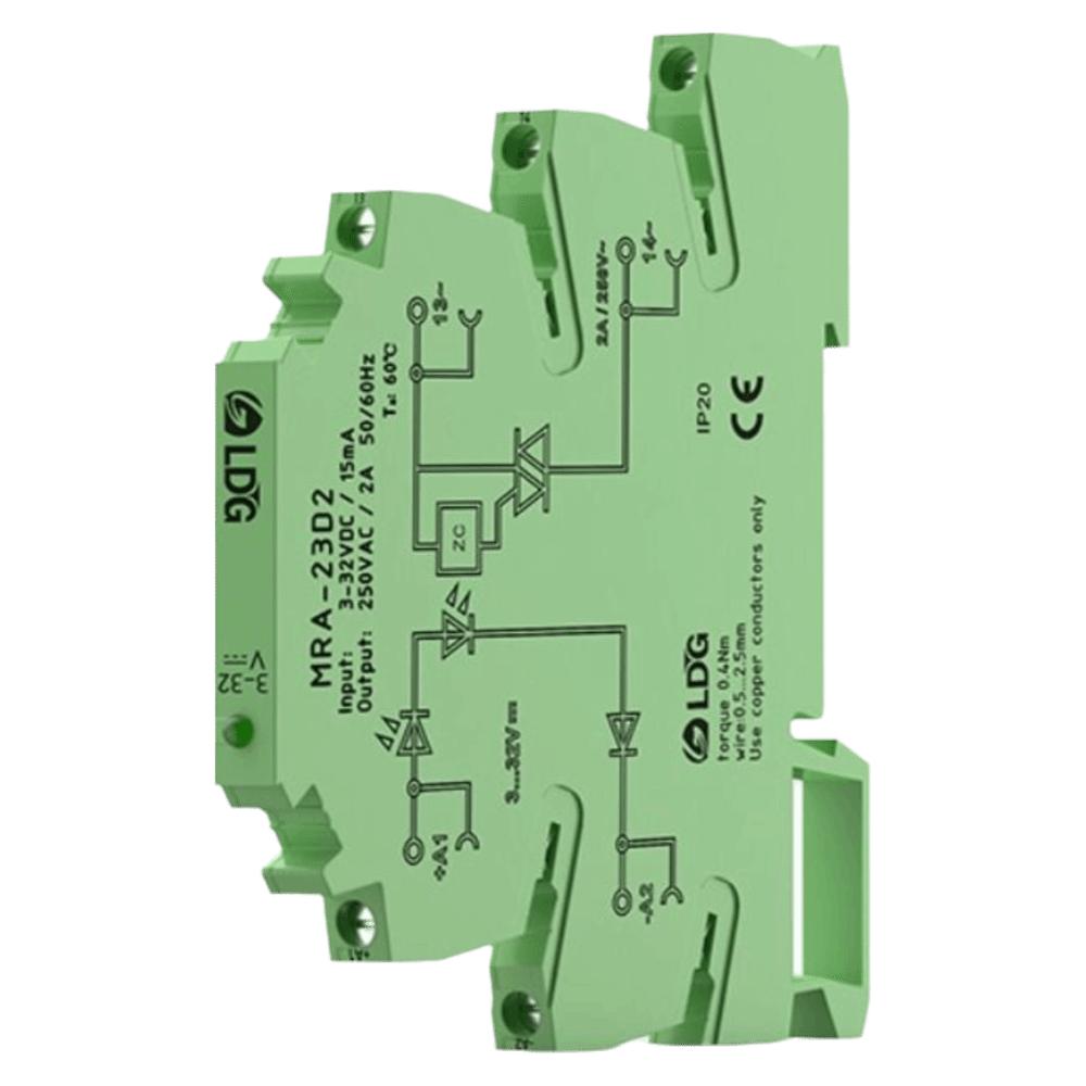 MRA-23D2 Relay 3-32VDC Input 6.2mm Ultra Thin DIN Rail Relay 250VAC 2A Output Solid State Relay Module DIN Rail Mount