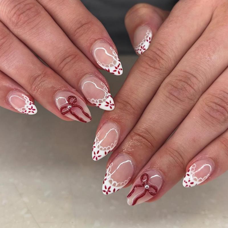 24Pcs Short Round Head Press on False Nails Yellow French 3D Flower Fake Nail for Woman Reusable Finished Full Cover Nails Tips