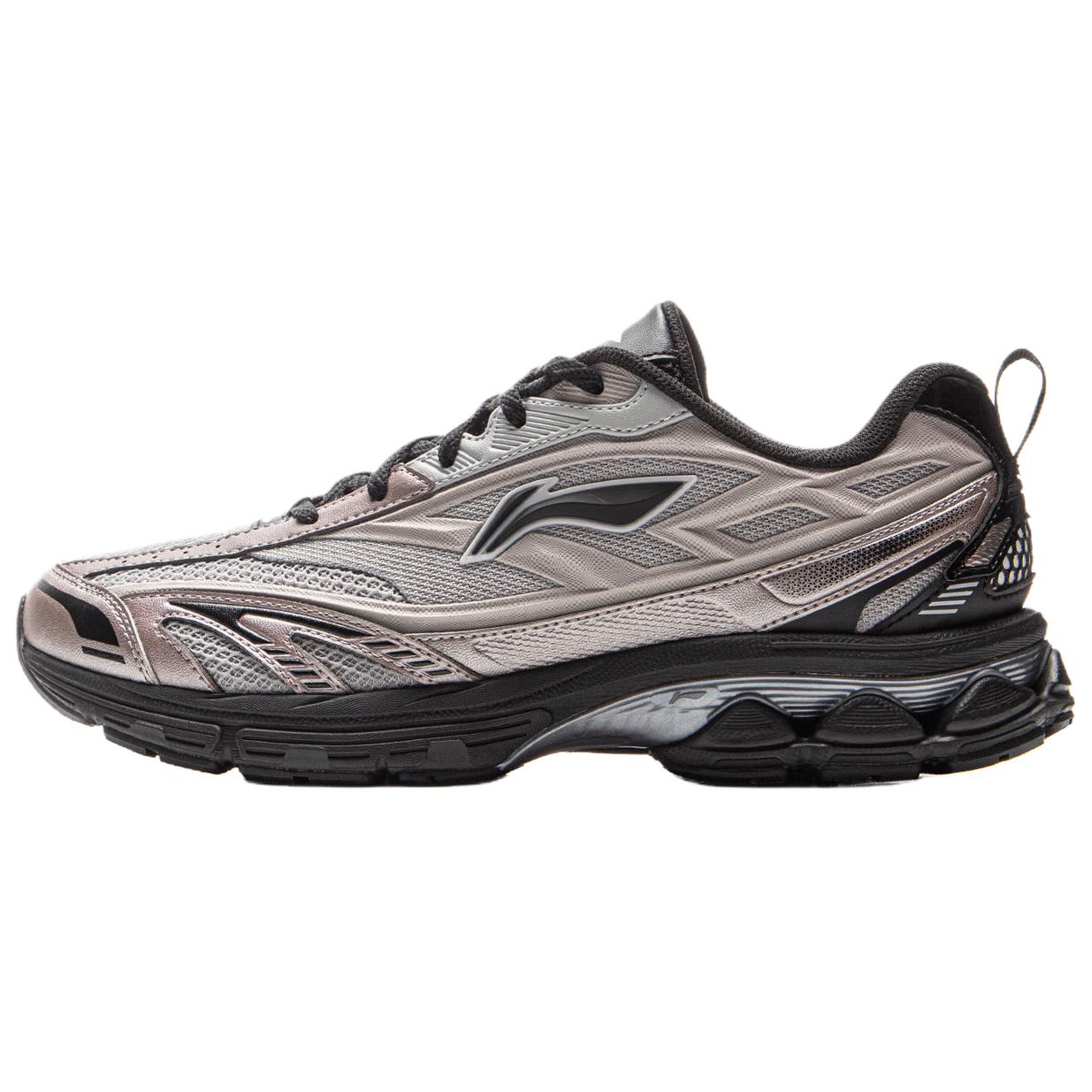 

Li-Ning Fuyou 2.0 V2 Retro Fabric Synthetic Leather Cushioning Breathable Support Rebound Low Top Running Shoes Men sneaker Gray Silver ARXV001-2 41