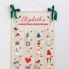 24 Numbered Advent Calendar Panel, Custom Fabric Christmas Wall Display for Entryways, Small Candy, Message Cards and Indoor Rooms