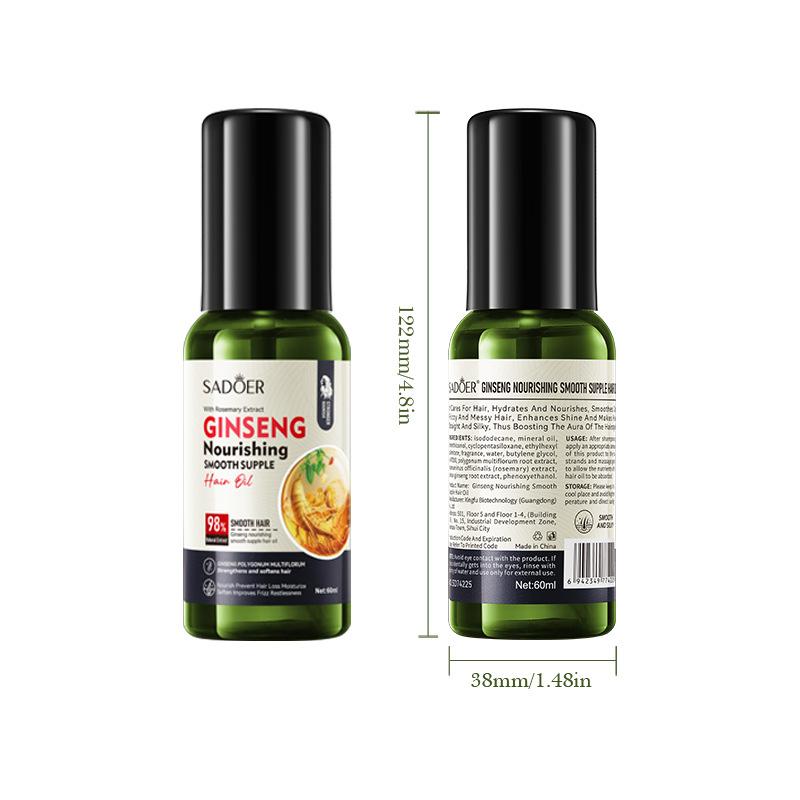 Ginseng Polygonum multiflorum supple hair care essential oil 60ml SADOER nourishes silky hair