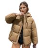 Giacca Imbottita da Donna 2024 Inverno Nuova con Cappuccio Spessa Calda Giacca in Cotone Femminile Monocolore Cerniera Parka Cappotti Abbigliamento da Donna