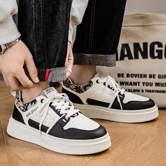Sapatos Masculinos Brancos de Couro Respirável – Tênis Casuais Esportivos Board, Calçados Modernos e Fashion para Homens